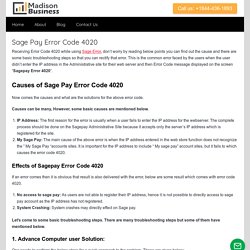 Fix Sage Pay Error Code 4020 - SagePay Support