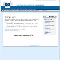 Grants of the EU - Getting a grant - Financial Programming and Budget
