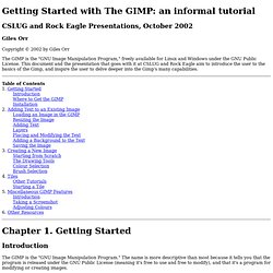 Getting Started with The GIMP: an informal tutorial