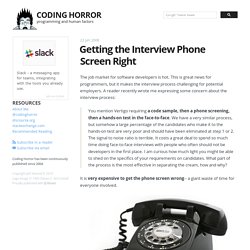 Getting the Interview Phone Screen Right