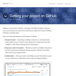 Getting your project on GitHub · GitHub Guides