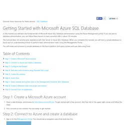 Getting Started with Azure SQL Database