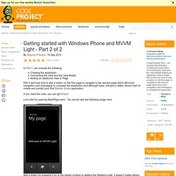 Getting started with Windows Phone and MVVM Light - Part 2 of 2