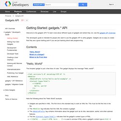 Getting Started: gadgets.* API - Gadgets API