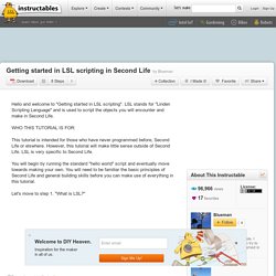 Getting started in LSL scripting in Second Life
