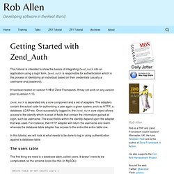 Tutorial: Getting Started with Zend_Auth