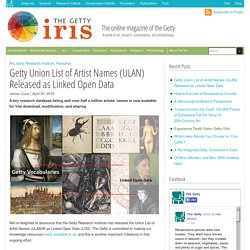 Union List of Artist Names (ULAN) Released as Linked Open Data