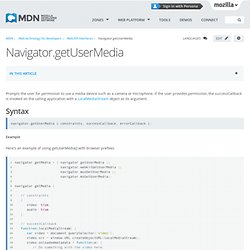 navigator.getUserMedia - WebRTC