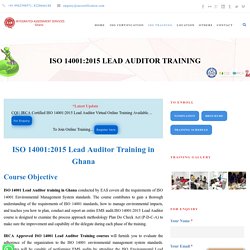ISO 14001 Lead Auditor Training Online - IAS