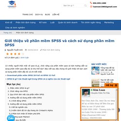 Giới thiệu về phần mềm SPSS và cách sử dụng phần mềm SPSS
