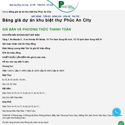 Bảng giá dự án khu biệt thự Phúc An City - - 0901 302 000