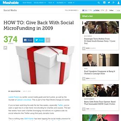 HOW TO: Give Back With Social MicroFunding in 2009