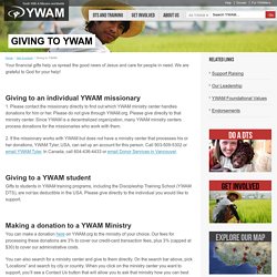 Giving to YWAM