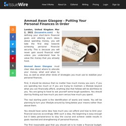 Ammad Awan Glasgow - Putting Your Personal Finances in Order