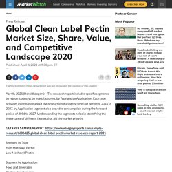 May 2021 Report on Global Clean Label Pectin Market Overview, Size, Share and Trends 2021-2026