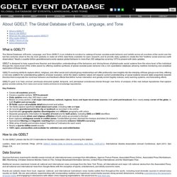 About: GDELT: Global Database of Events, Language, and Tone