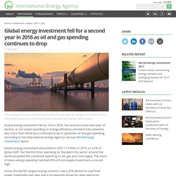 Global Energy Investment Falls for 2nd Year in 2016