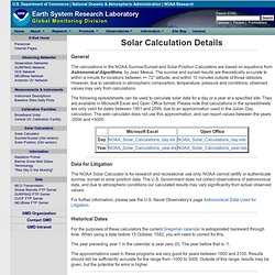 Solar Calculation Details