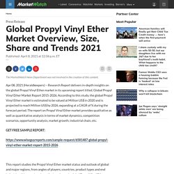 May 2021 Report on Global Propyl Vinyl Ether Market Overview, Size, Share and Trends 2021-2026