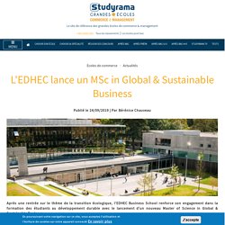 L'EDHEC lance un MSc in Global & Sustainable Business