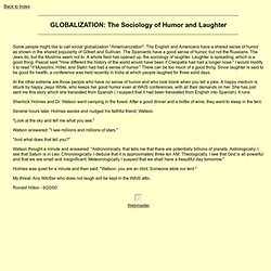 GLOBALIZATION: The Sociology of Humor and Laughter