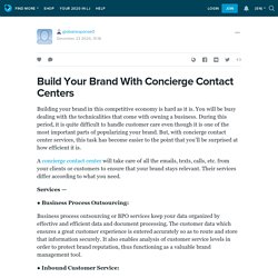 Build Your Brand With Concierge Contact Centers
