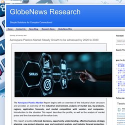 GlobeNews Research: Aerospace Plastics Market Steady Growth to be witnessed by 2020 to 2030