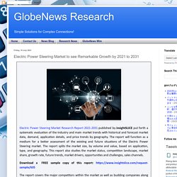 GlobeNews Research: Electric Power Steering Market to see Remarkable Growth by 2021 to 2031