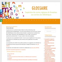 Exemple de travail collaboratif entre les CRFCB : Glossaire CRFCB