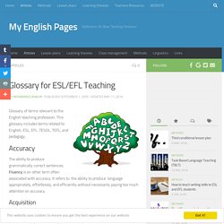 Glossary for ESL/EFL Teaching