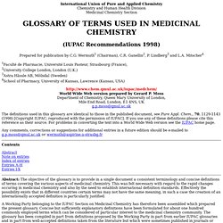Glossary of Medicinal Chemistry