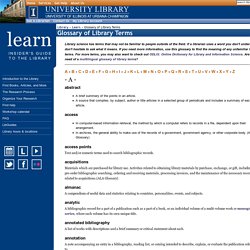 Glossary of Library Terms