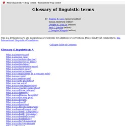 Linguistics glossary