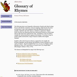 Glossary of Rhymes