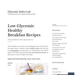 Low Glycemic Healthy Breakfast Recipes