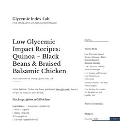 Low Glycemic Impact Recipes: Quinoa – Black Beans & Braised Balsamic Chicken