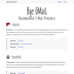 Recommended E-Mail Providers