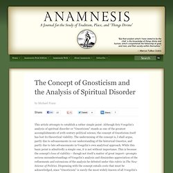 The Concept of Gnosticism and the Analysis of Spiritual Disorder -