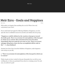 Meir Ezra - Goals and Happines