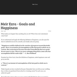 Meir Ezra - Goals and Happiness