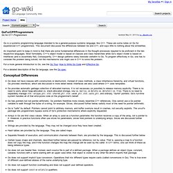 GoForCPPProgrammers - go-wiki - Go for C++ Programmers - Go Language Community Wiki
