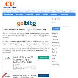 Goibibo Promo code - Latest Offer - Cashback - Coupons 2020
