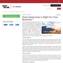 Does Going Solar Is Right For Your Business? - Media/News Member Article By
