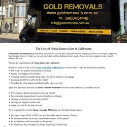 The Cost of House Removalists in Melbourne