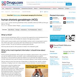 human chorionic gonadotropin (HCG) (injectable) medical facts from Drugs