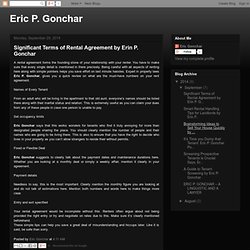 Eric P. Gonchar: Significant Terms of Rental Agreement by Erin P. Gonchar