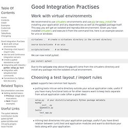 Good Integration Practises