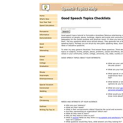 Good Speech Topics - Checklists