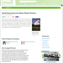 Good Structures for Balsa Wood Towers