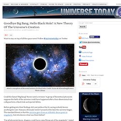 Goodbye Big Bang, Hello Black Hole? A New Theory Of The Universe’s Creation